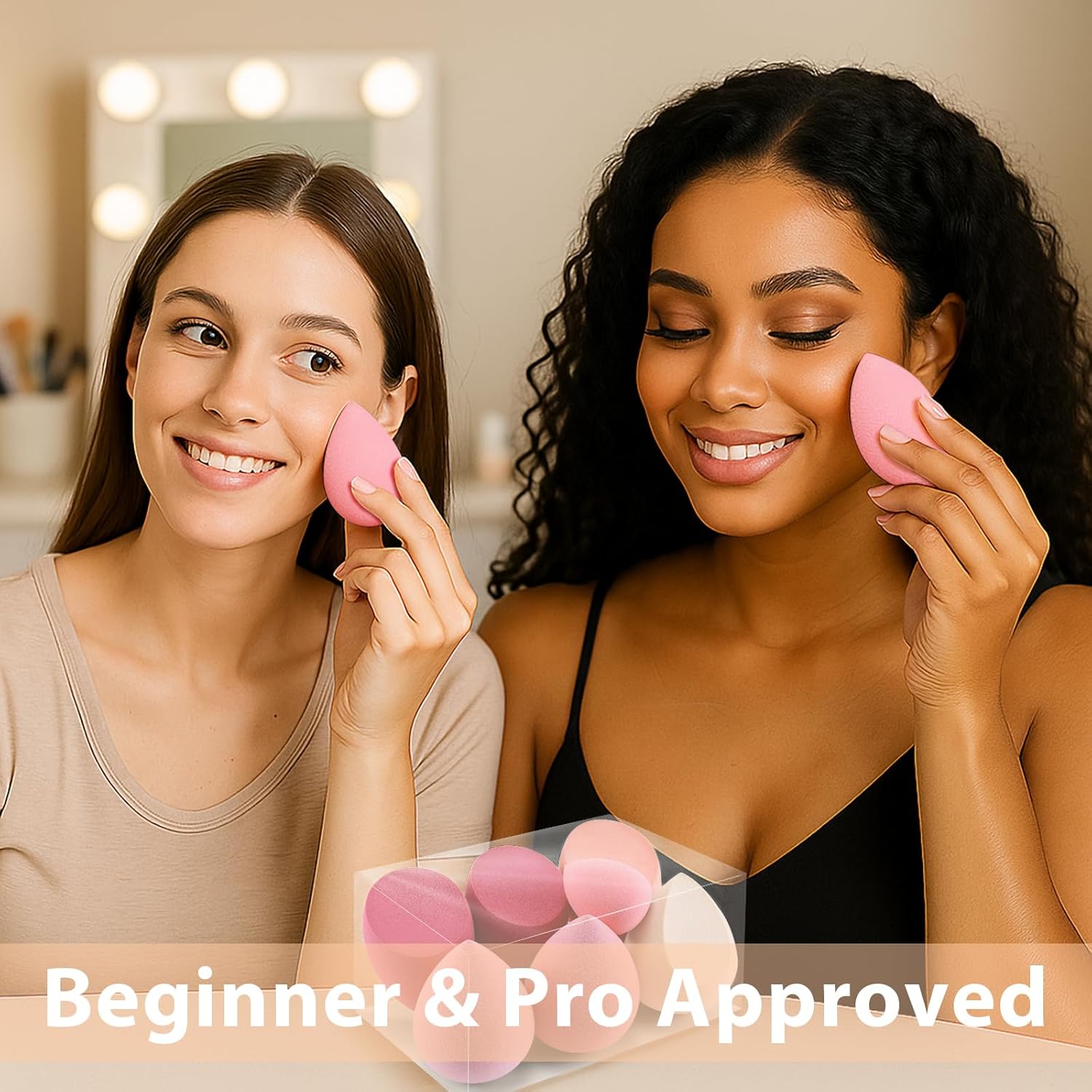 Makeup Sponge Set Blender Sponges 7 Pcs for Liquid, Cream, and Powder, Latex Free, Multi colored Beauty Sponges with 1 Mini Sponge, Vegan & Cruelty-Free